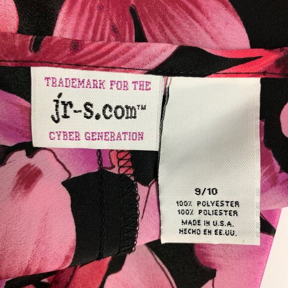 Vintage jr-s.com Dress Pink Black Floral 90s Y2K Women's 9 10 - Picture 9 of 12